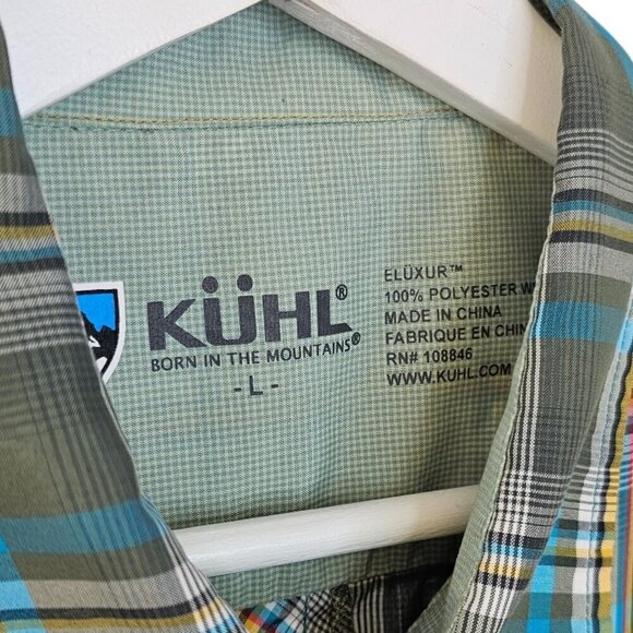 Kuhl Mens Eluxur Pearl Snap Button Down Shirt  Size Large Short Sleeve Plaid - Picture 4 of 9